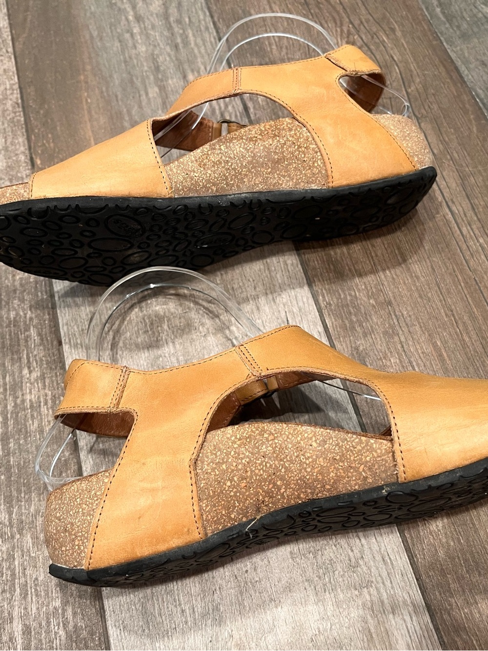 Taos Serene Tan Leather Slingback Wedge Sandals Sz 8-8.5 EUR 39 Adjust Straps - Picture 5 of 8